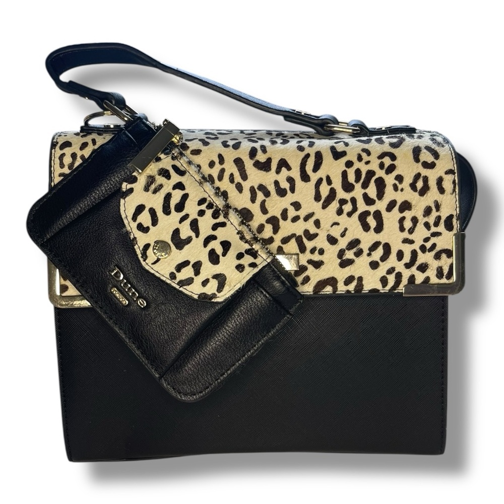 Dune London Black and Leopard Crossbody Bag